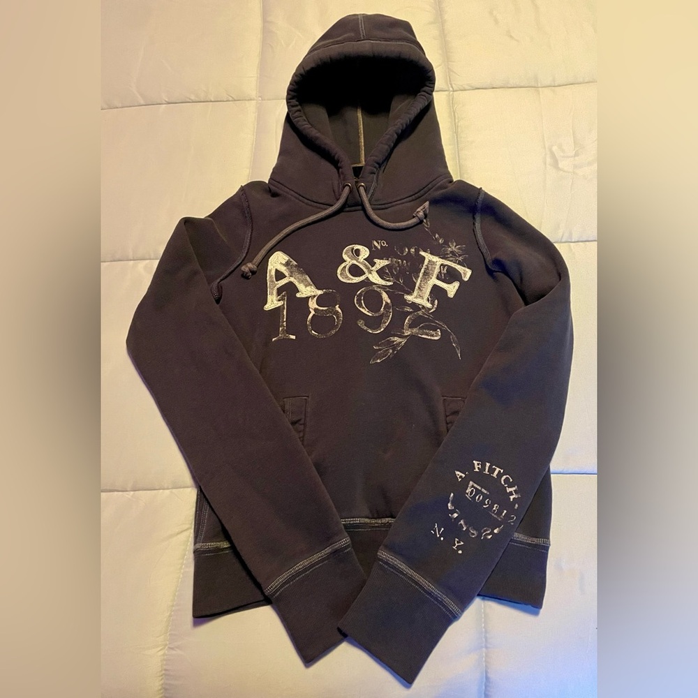 Vintage Abercrombie & Fitch Women’s Pullover Hoodie - MEDIUM - Blue-Gray | Y2K